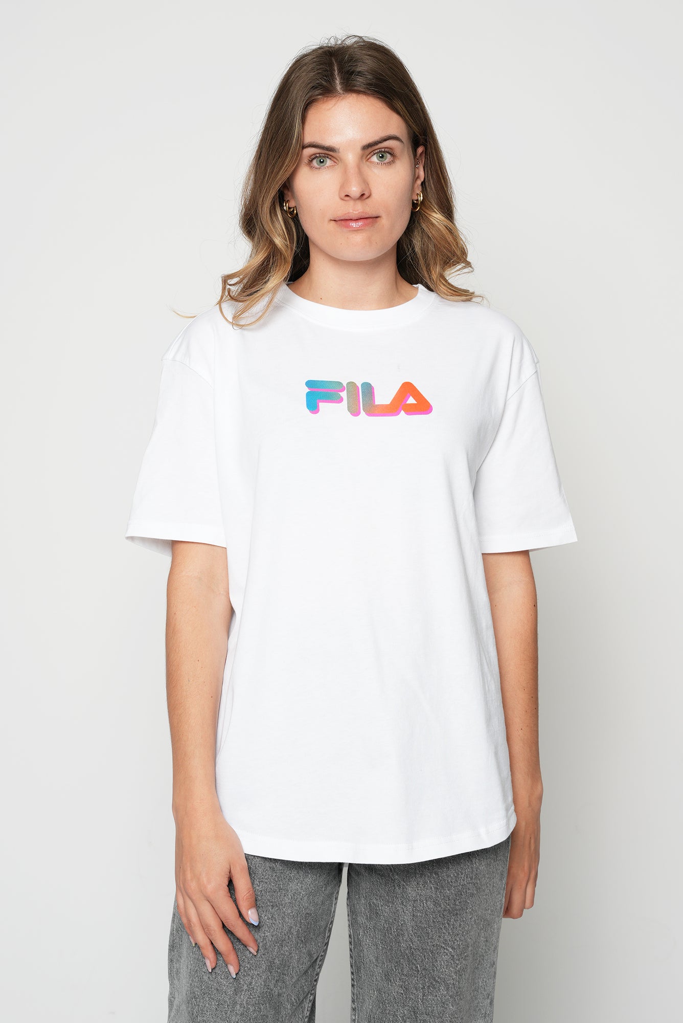 Womens white cheap fila t shirt